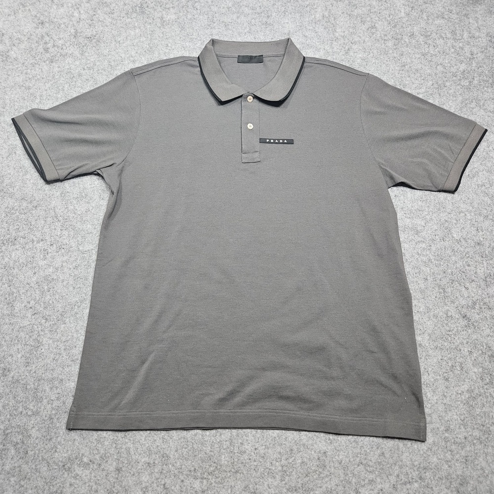 Prada Contemporary Minimalist Gray Pique Polo XXXL  $995 MSRP